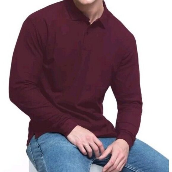 Hugo Boss Men's Pittman Dark Red Polo Jersey 100% cotton Size Medium - Picture 1 of 10